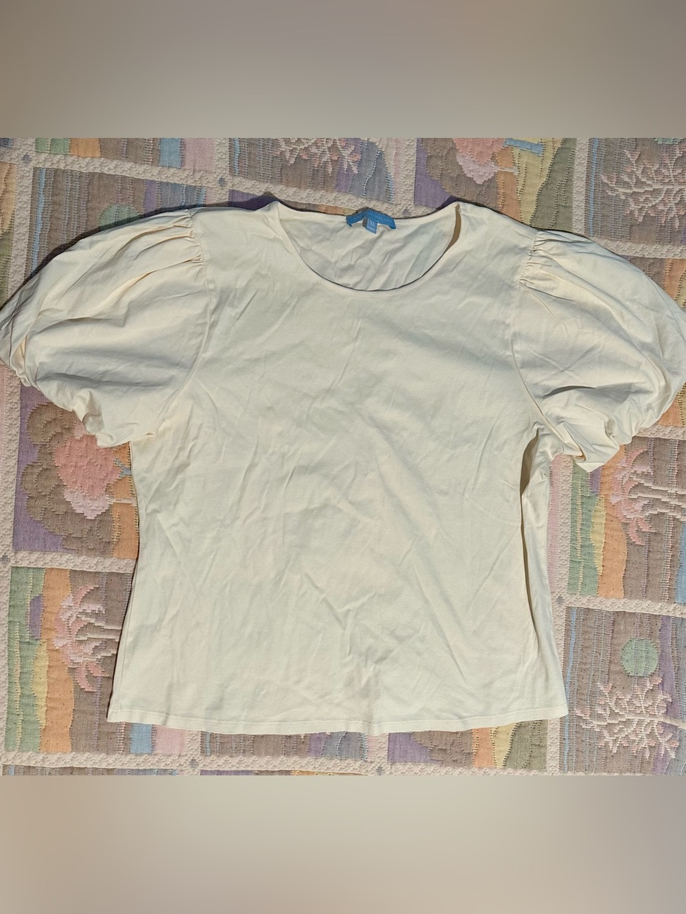 ANTONIO MELANI Cream Short-Sleeve Puff Shoulder Tee